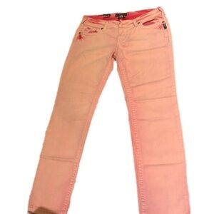Silver Jeans Suki Womens Mid Rise Acid Wash Pink Jeans 33x31